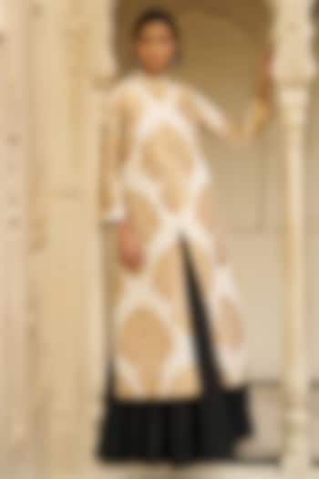 Ivory & Gold Banarsi Silk Brocade Jacket Set by Dash and Dot at Pernia's Pop Up Shop