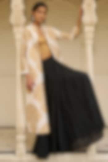 Ivory & Gold Banarsi Silk Brocade Jacket Set by Dash and Dot at Pernia's Pop Up Shop