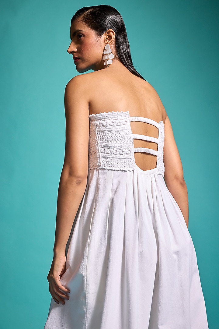 Ivory Crushed Cotton Crochet Work Jumpsuit by Dash and Dot at Pernia's Pop Up Shop