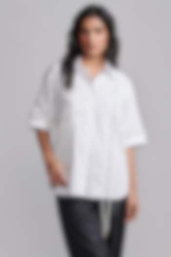 White Organic Cotton Poplin Shirt by Dash and Dot at Pernia's Pop Up Shop