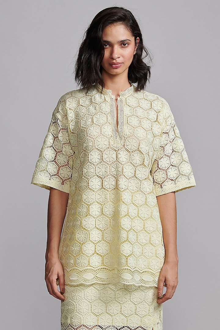 Lemon Yellow Recycled Polyester Top by Dash and Dot at Pernia's Pop Up Shop