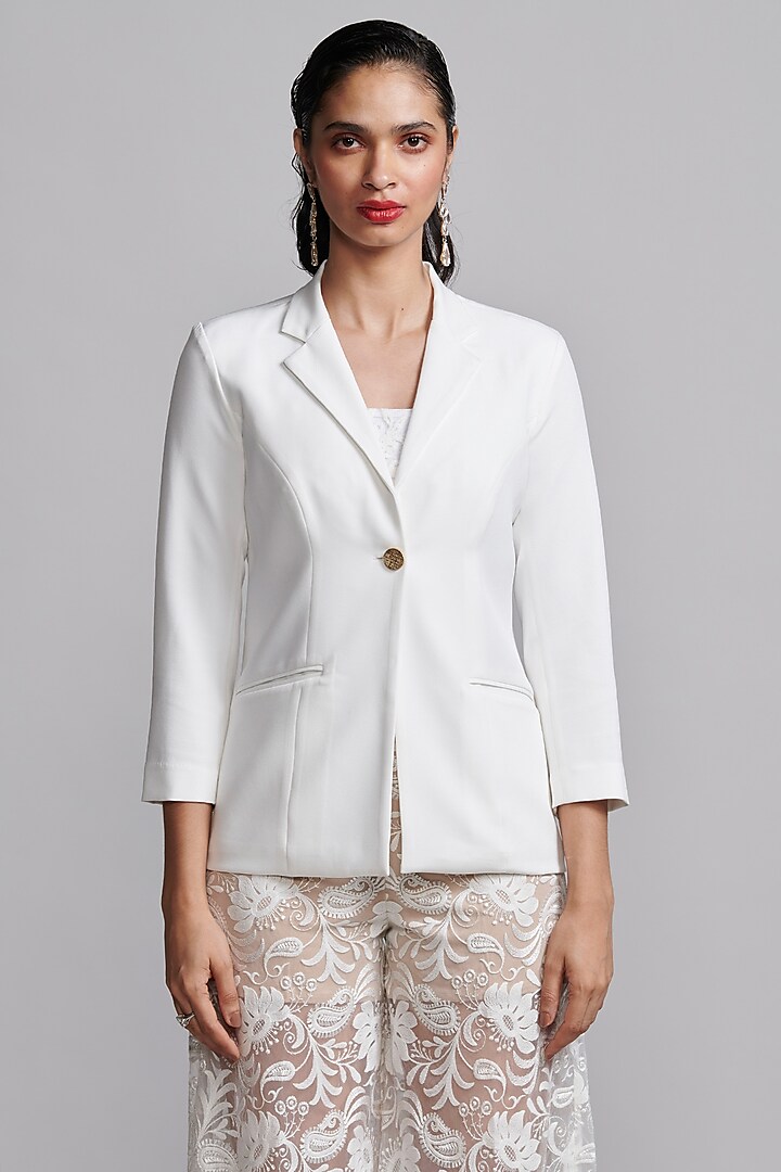 Off-White Recycled Polyester Blazer by Dash and Dot at Pernia's Pop Up Shop