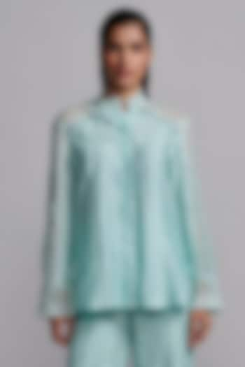 Mint Green Recycled Polyester Shirt by Dash and Dot at Pernia's Pop Up Shop