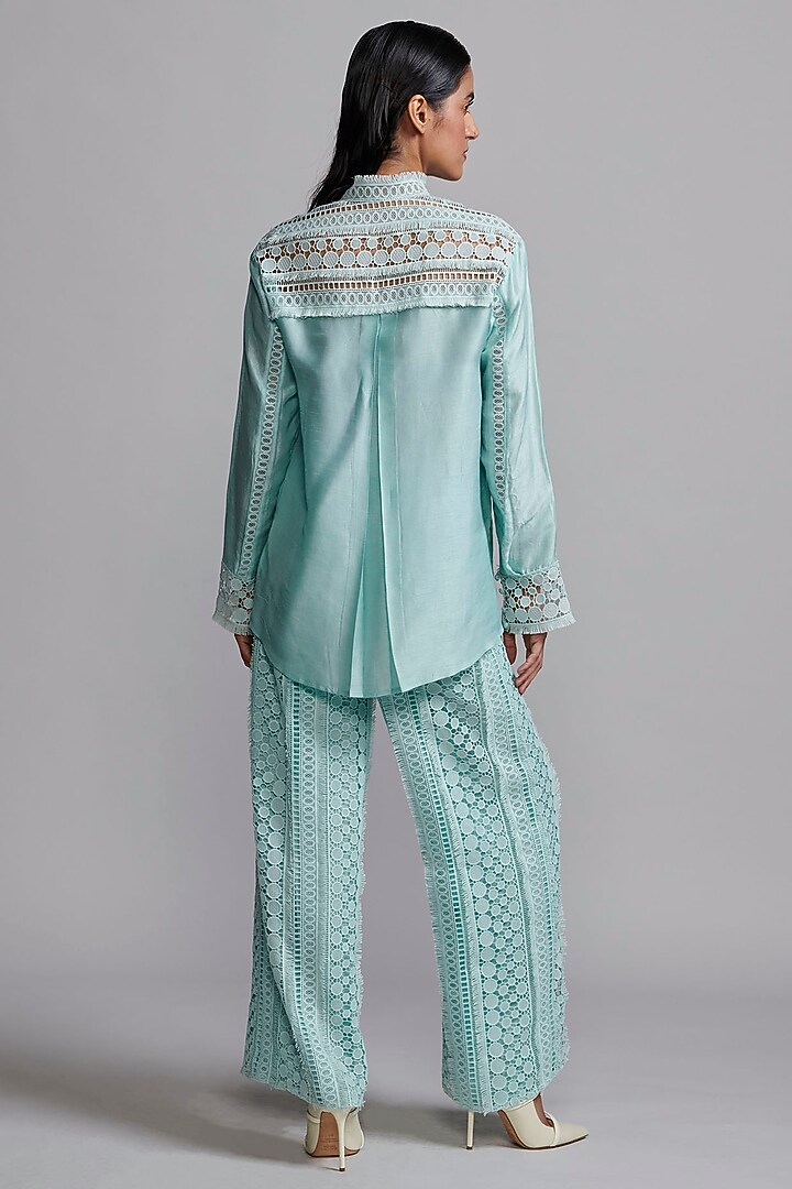 Mint Green Recycled Polyester Pants by Dash and Dot at Pernia's Pop Up Shop