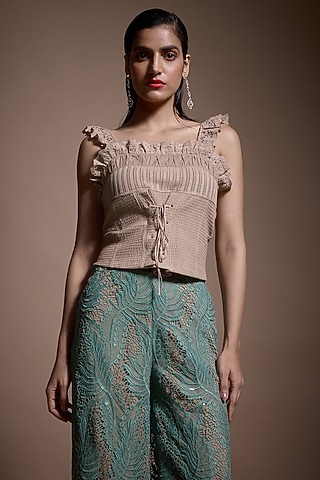 Dusty Brown Cotton Corset Top by Dash and Dot