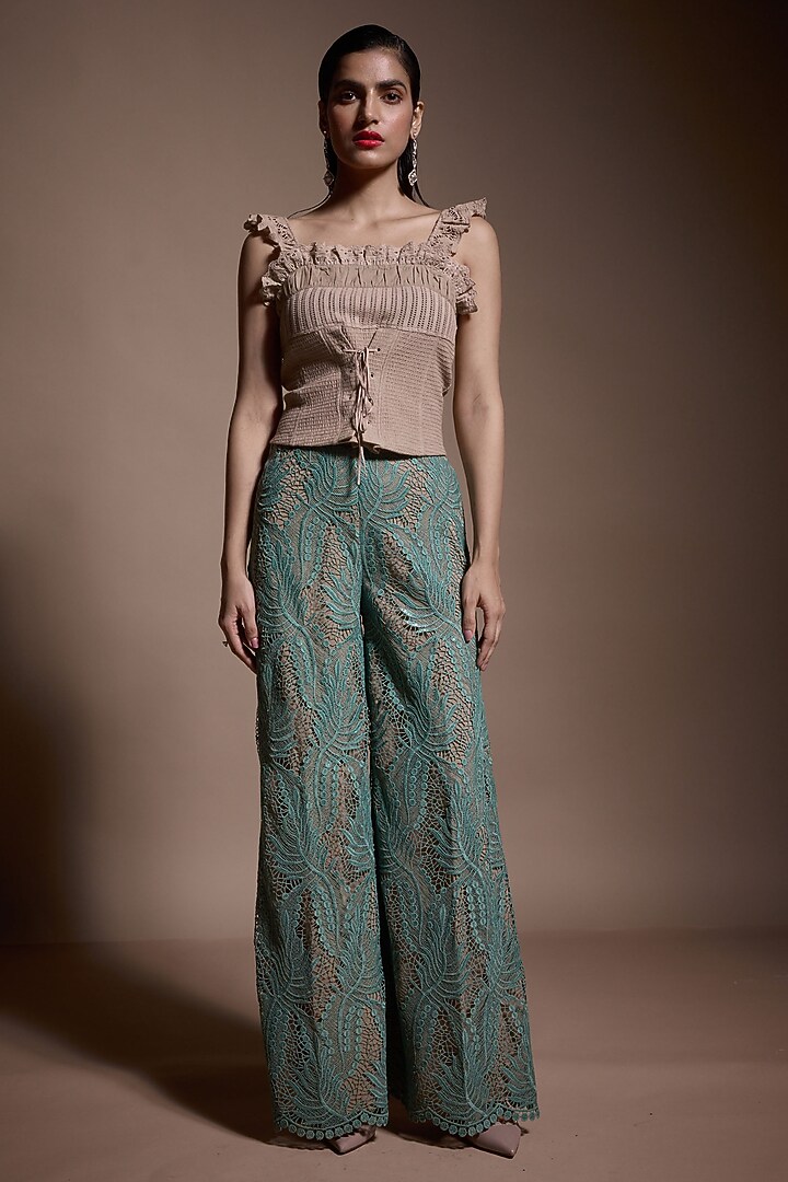 Dusty Brown Cotton Corset Top by Dash and Dot at Pernia's Pop Up Shop