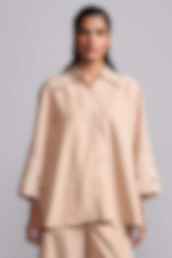 Sand Colored Tencel Embroidered Shirt by Dash and Dot at Pernia's Pop Up Shop