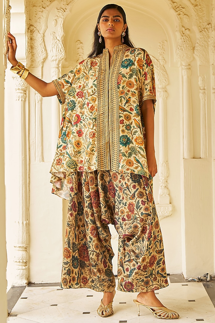 Multi-Colored Bemberg Printed Pant Set by Dash and Dot at Pernia's Pop Up Shop