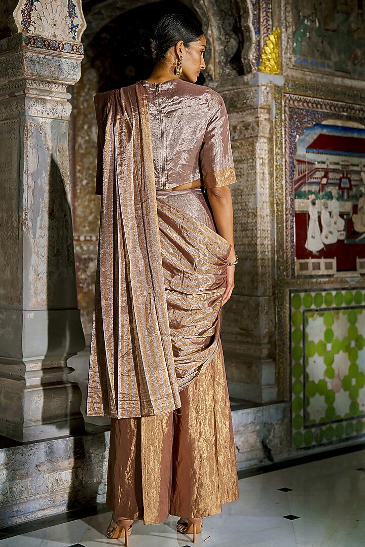 Champagne Banarasi Tissue Top by Dash and Dot at Pernia's Pop Up Shop