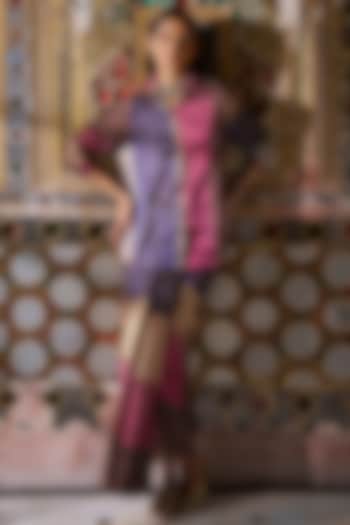 Multi-Colored Silk & Banarasi Tissue Striped Skirt by Dash and Dot at Pernia's Pop Up Shop