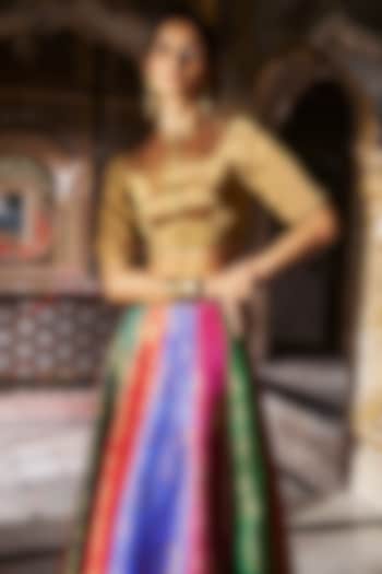 Gold Silk & Banarasi Tissue Crop Top by Dash and Dot at Pernia's Pop Up Shop