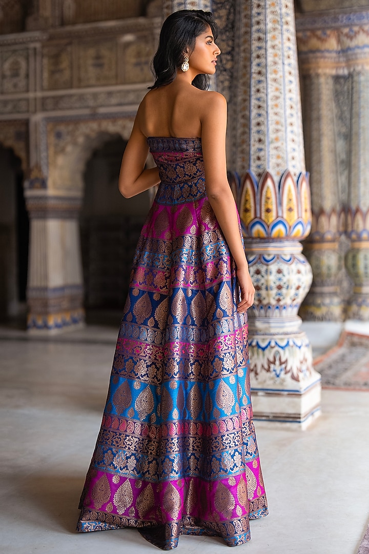 Multi-Colored Banarasi Brocade & Lurex Poly Gown by Dash and Dot at Pernia's Pop Up Shop