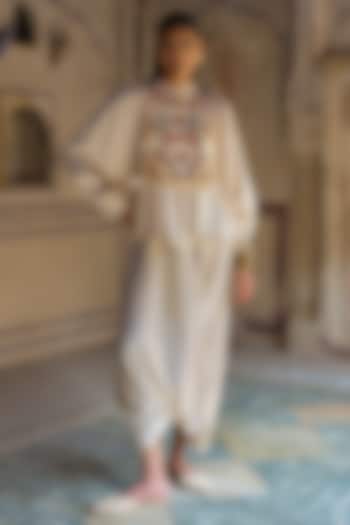 Ivory Viscose Draped Pant Set by Dash and Dot at Pernia's Pop Up Shop