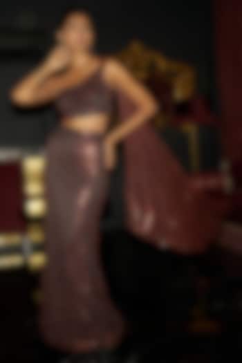 Chocolate Brown Recycled Polyester Skirt Set by Dash and Dot at Pernia's Pop Up Shop