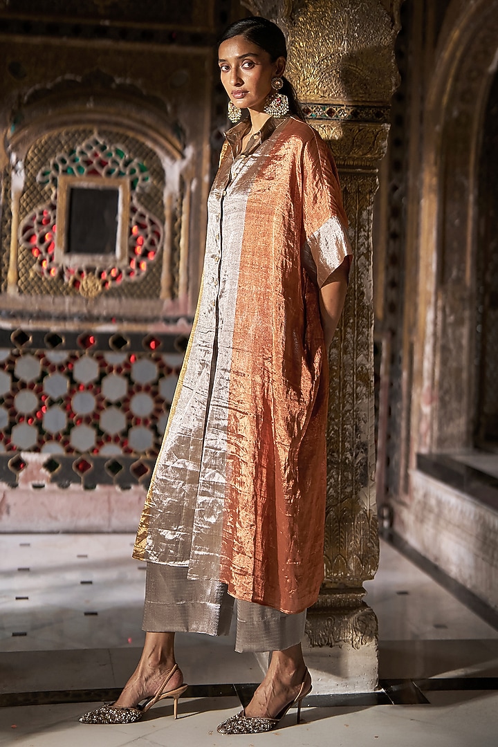 Silver Lurex & Brocade Jacquard Pants by Dash and Dot at Pernia's Pop Up Shop