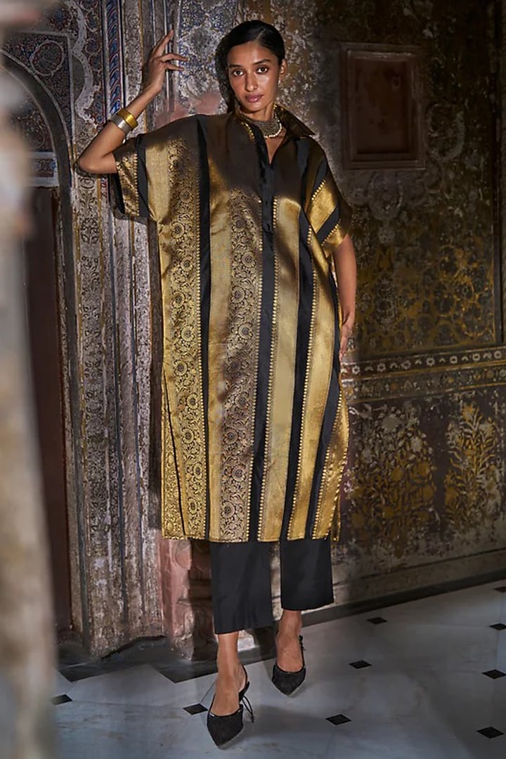 Black Organic Viscose Straight-Cut Pants by Dash and Dot at Pernia's Pop Up Shop