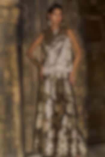 Multi-Colored Banarasi Silk Brocade Wide-Legged Motif Pants by Dash and Dot at Pernia's Pop Up Shop