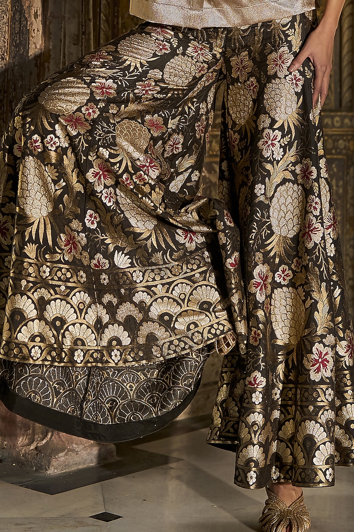 Multi-Colored Banarasi Silk Brocade Wide-Legged Motif Pant Set by Dash and Dot at Pernia's Pop Up Shop