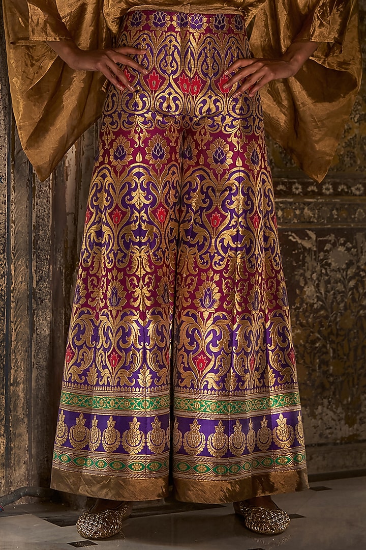 Multi-Colored Banarasi Silk Brocade Motif Pant Set by Dash and Dot at Pernia's Pop Up Shop