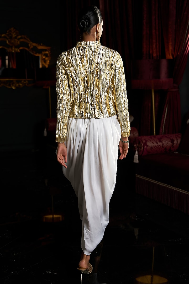 Gold & Silver Recycled Polyester Hand-Crushed Jacket Set by Dash and Dot at Pernia's Pop Up Shop