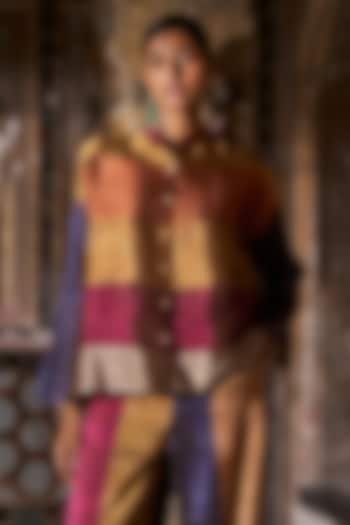 Multi-Colored Banarasi Tissue Striped Shirt by Dash and Dot at Pernia's Pop Up Shop