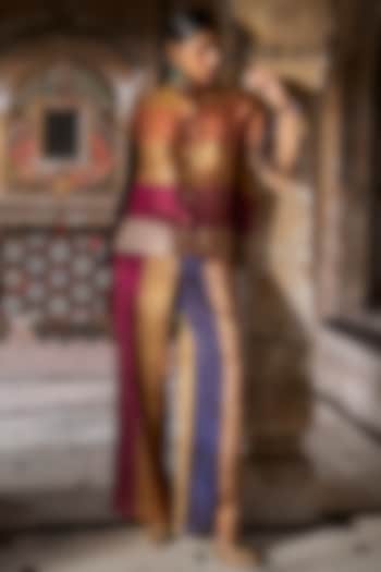 Multi-Colored Banarasi Tissue Striped Pants by Dash and Dot at Pernia's Pop Up Shop