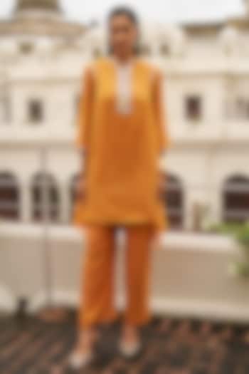 Amber Colored Tissue Straight-Cut Pants by Dash and Dot at Pernia's Pop Up Shop