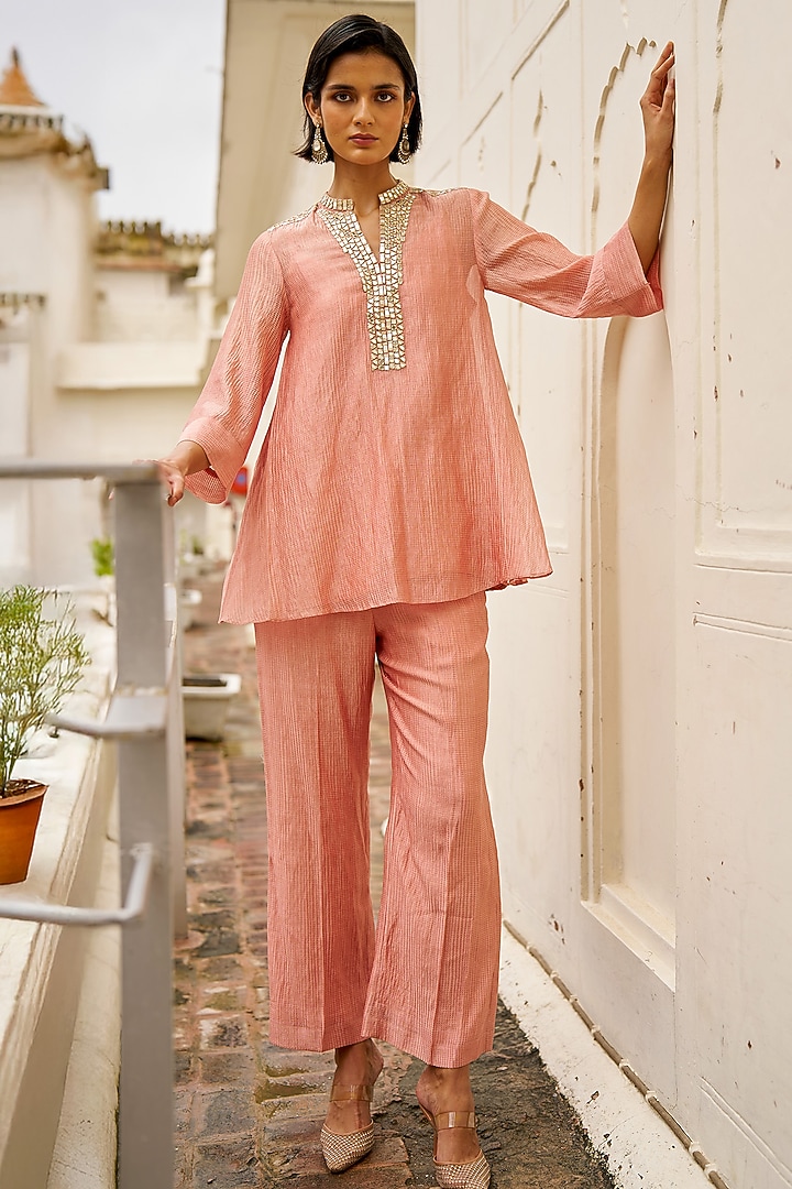 Blush Pink Tissue Pant Set by Dash and Dot at Pernia's Pop Up Shop