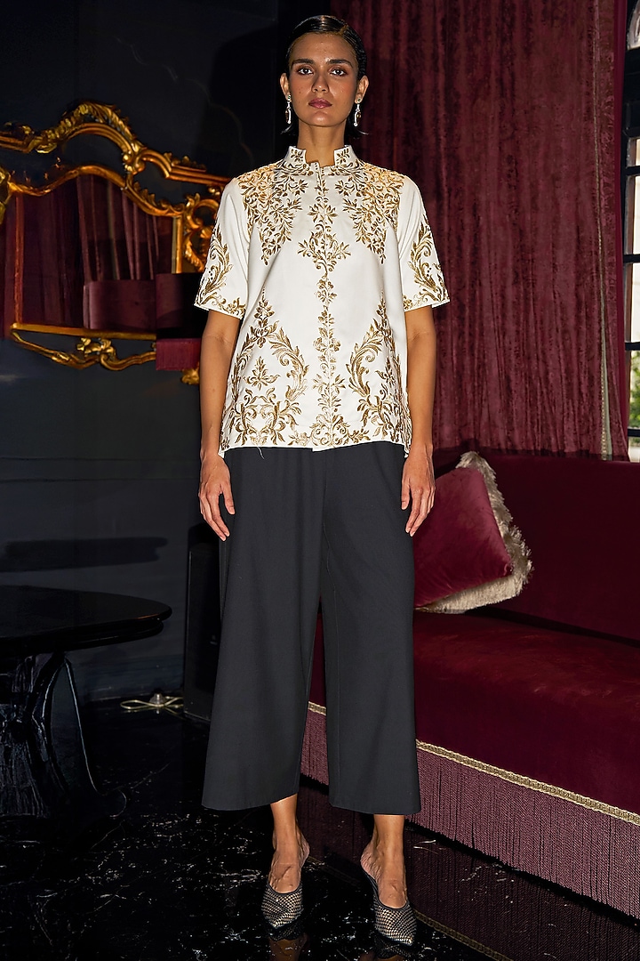 Black Polyester Culotte Pant Set by Dash and Dot at Pernia's Pop Up Shop