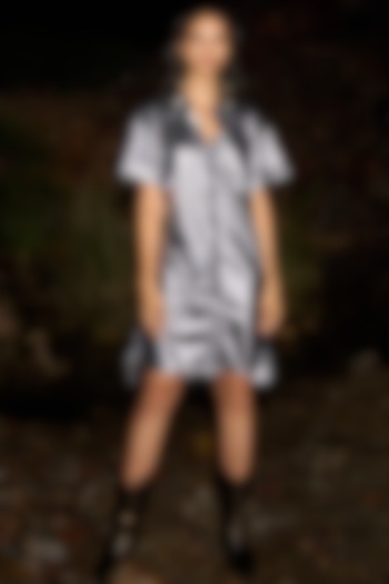 Metallic Silver Printed Summer Dress by Dash and Dot at Pernia's Pop Up Shop