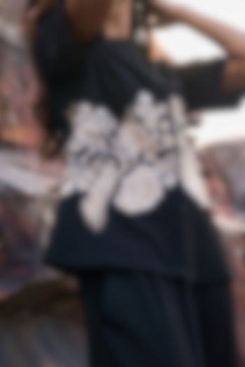 Black Embroidered Shirt by Dash and Dot at Pernia's Pop Up Shop