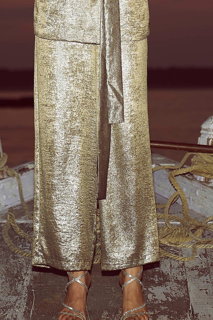 Metallic Grey Polyester Co-Ord Set by Dash and Dot at Pernia's Pop Up Shop