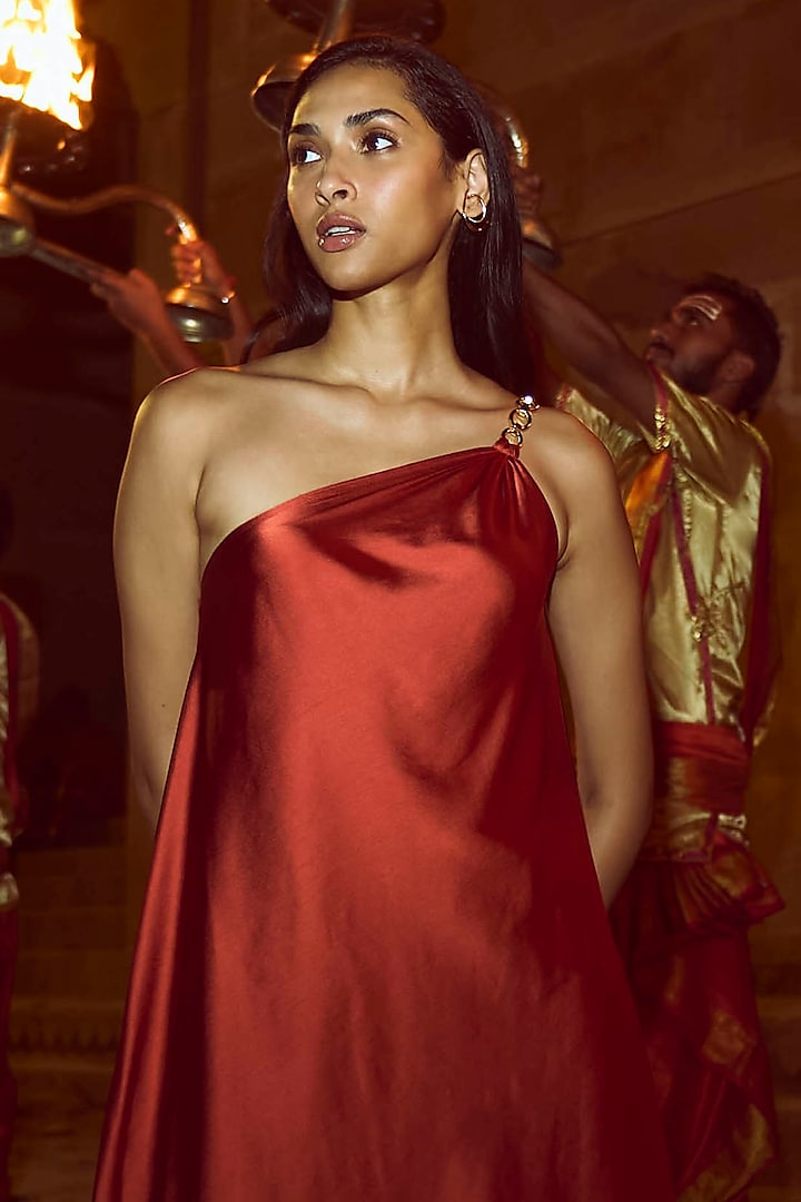 Rust Satin Co-Ord Set by Dash and Dot at Pernia's Pop Up Shop
