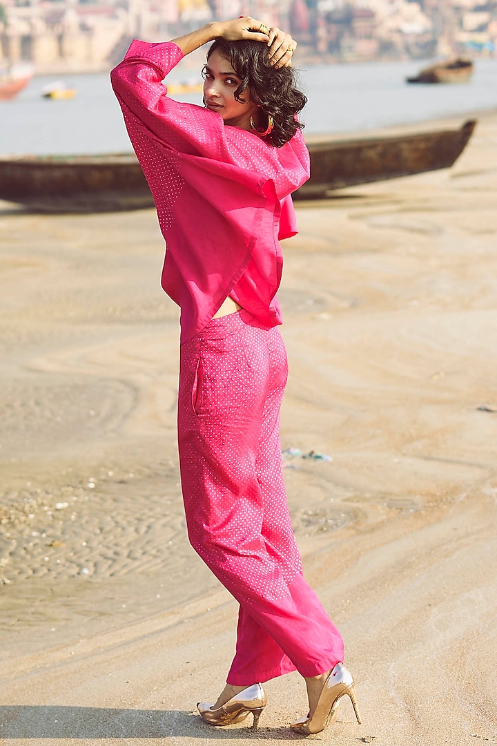 Fuchsia Viscose Cotton Printed Co-Ord Set by Dash and Dot at Pernia's Pop Up Shop
