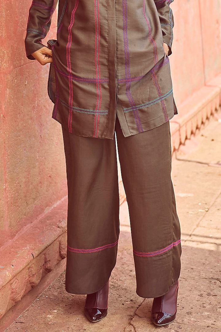 Dove Grey Viscose Satin Co-Ord Set by Dash and Dot at Pernia's Pop Up Shop
