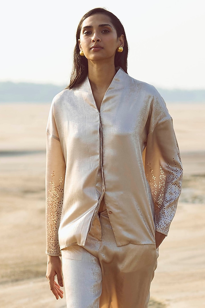 Ivory Polyester Co-Ord Set by Dash and Dot at Pernia's Pop Up Shop