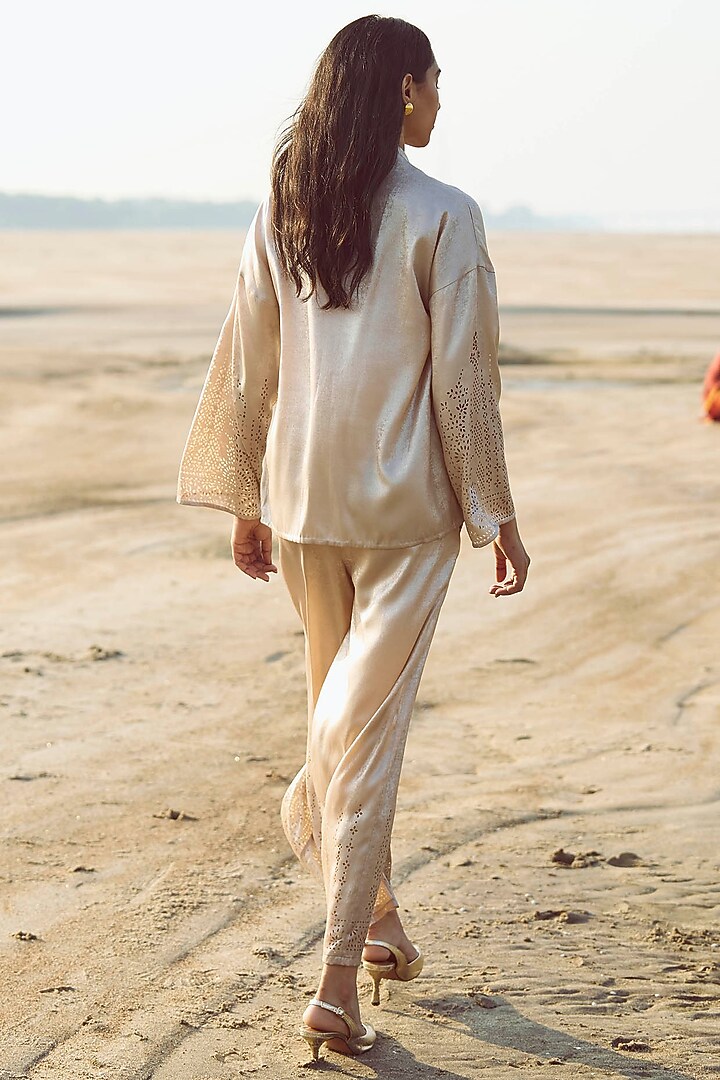Ivory Polyester Shirt by Dash and Dot at Pernia's Pop Up Shop