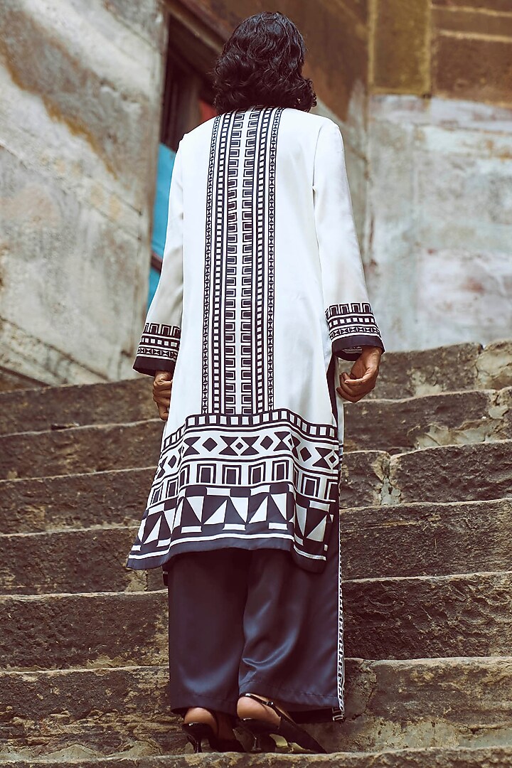 Black & White Recycled Polyester Printed Longline Top by Dash and Dot at Pernia's Pop Up Shop