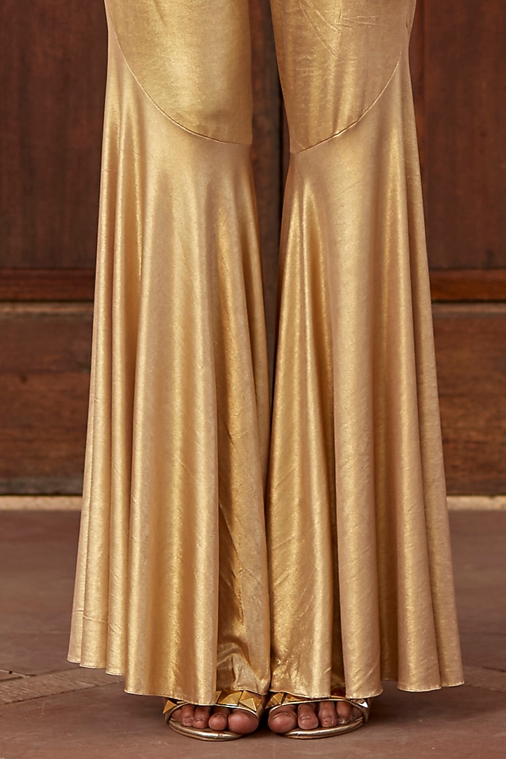 Gold Metallic Lycra Top by DANIA SIDDIQUI at Pernia's Pop Up Shop