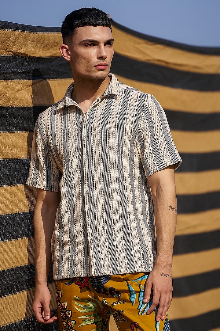 Ivory Cotton Shirt by Dash and Dot Men