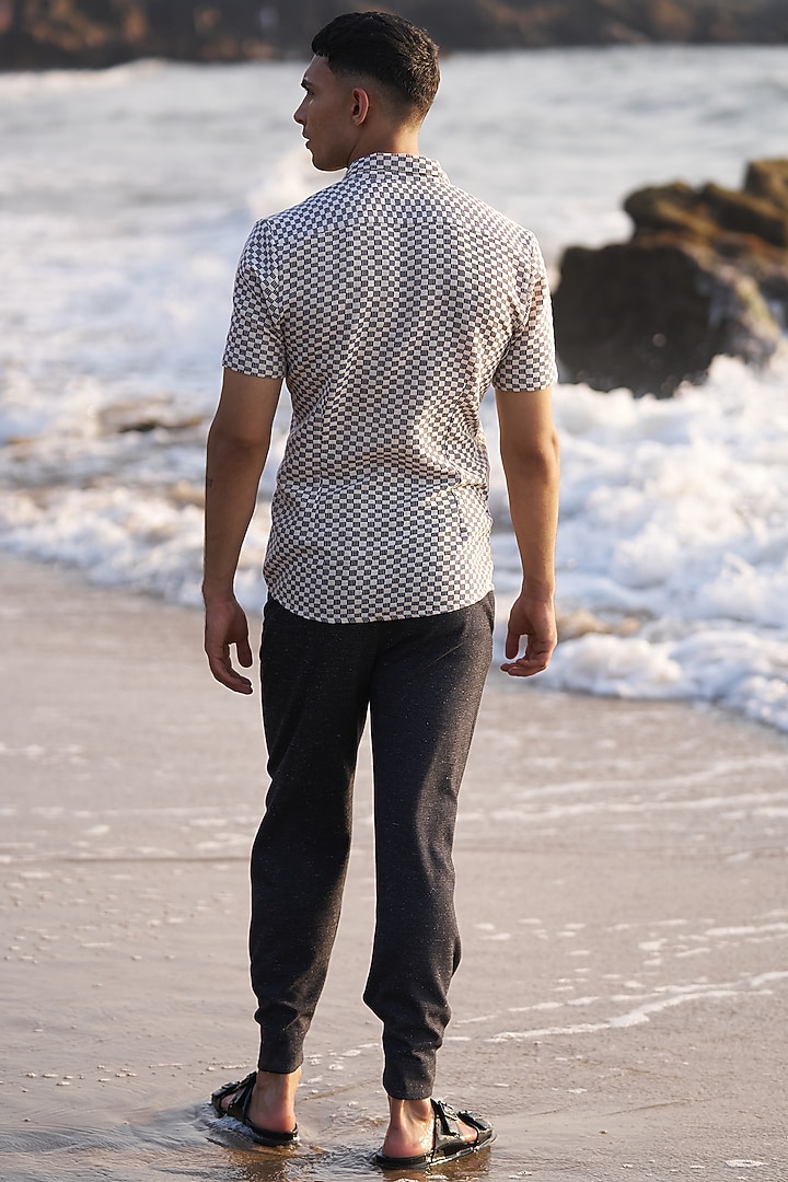 White Cotton Checkered Summer Shirt by Dash and Dot Men at Pernia's Pop Up Shop