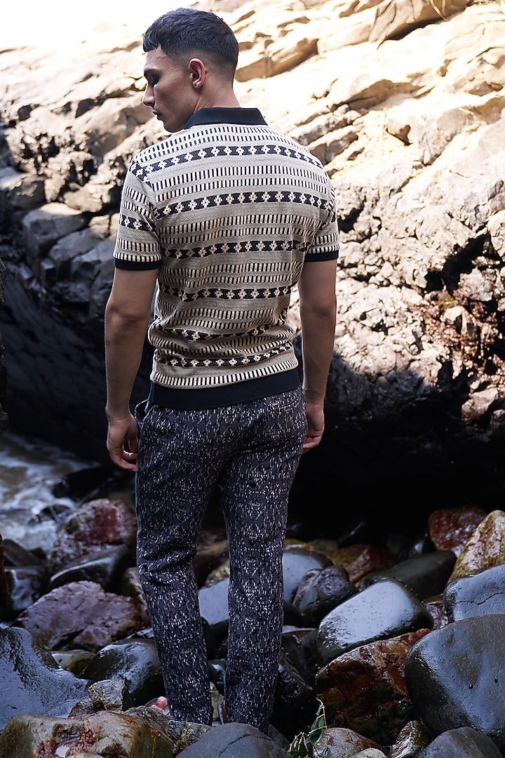 Multi-Colored Cotton Polyester Jacquard Polo T-Shirt by Dash and Dot Men at Pernia's Pop Up Shop