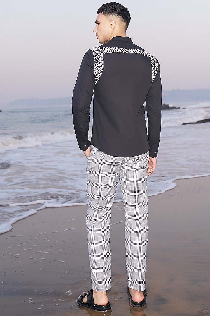 Black Cotton Poplin Summer Shirt by Dash and Dot Men at Pernia's Pop Up Shop