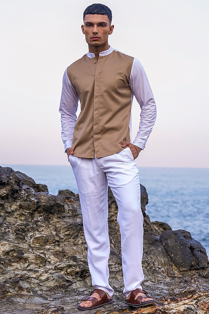 White Cotton Poplin Shirt by Dash and Dot Men