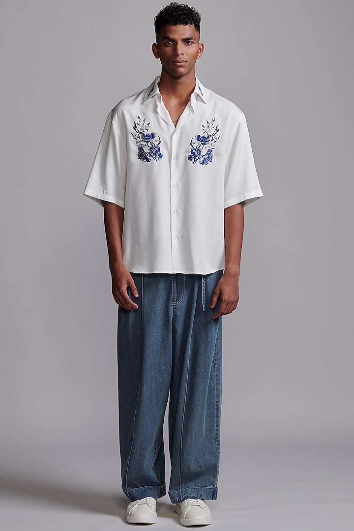 Indigo Cotton Wide-Legged Pants by Dash and Dot Men