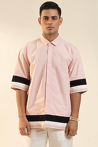 Vanilla Ice Pink Cotton Poplin Shirt by DARK HOUR