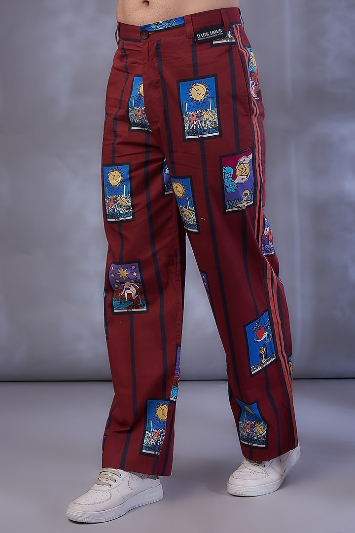 Maroon Cotton Satin Digital Printed Co-ord Set by DARK HOUR at Pernia's Pop Up Shop