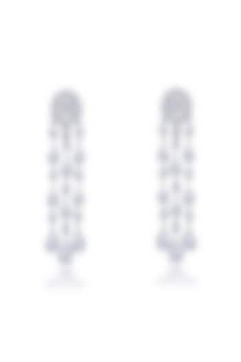 White Finish Yellow Emerald & Swarovski Zirconia Dangler Earrings In Sterling Silver by Diosa Paris Jewellery at Pernia's Pop Up Shop