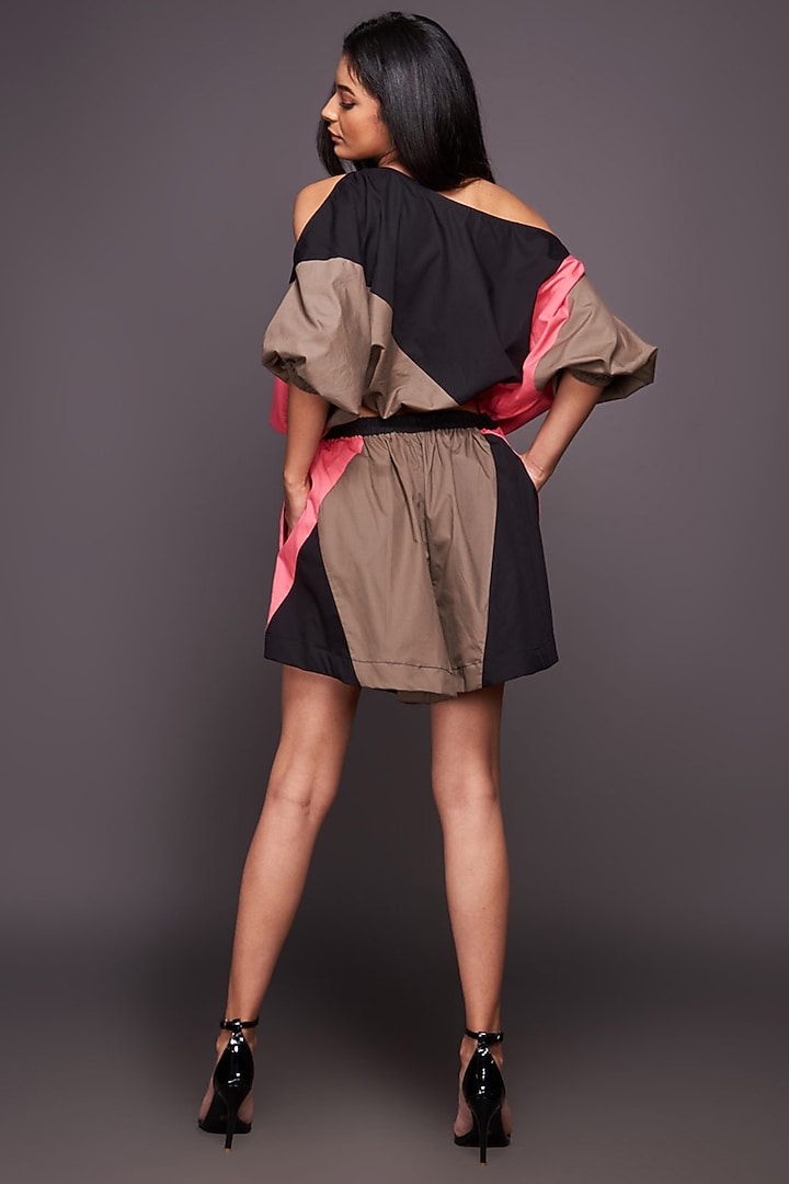 Brown & Black Color Blocked Co-Ord Set by Deepika Arora at Pernia's Pop Up Shop