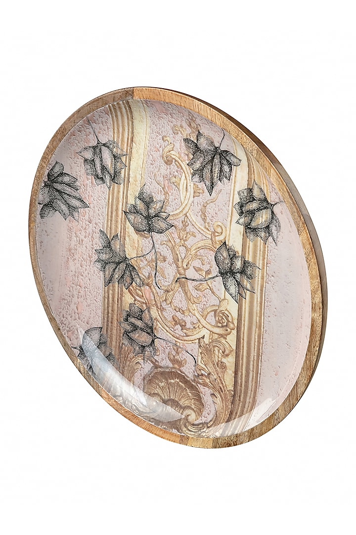 Pastel Pink Lotus Wooden Plates (Set of 2) by Artychoke